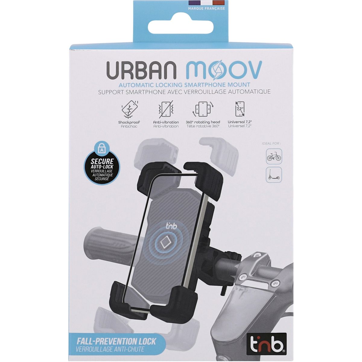 Support smartphone smartphone renforcé-verrouillage auto noir, TNB