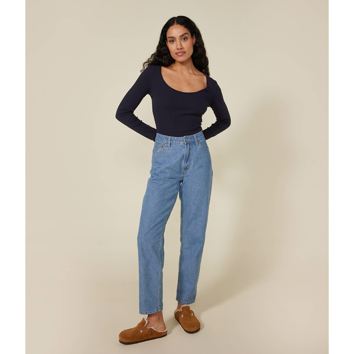 Body maniche lunghe in cotone blu, PETIT BATEAU