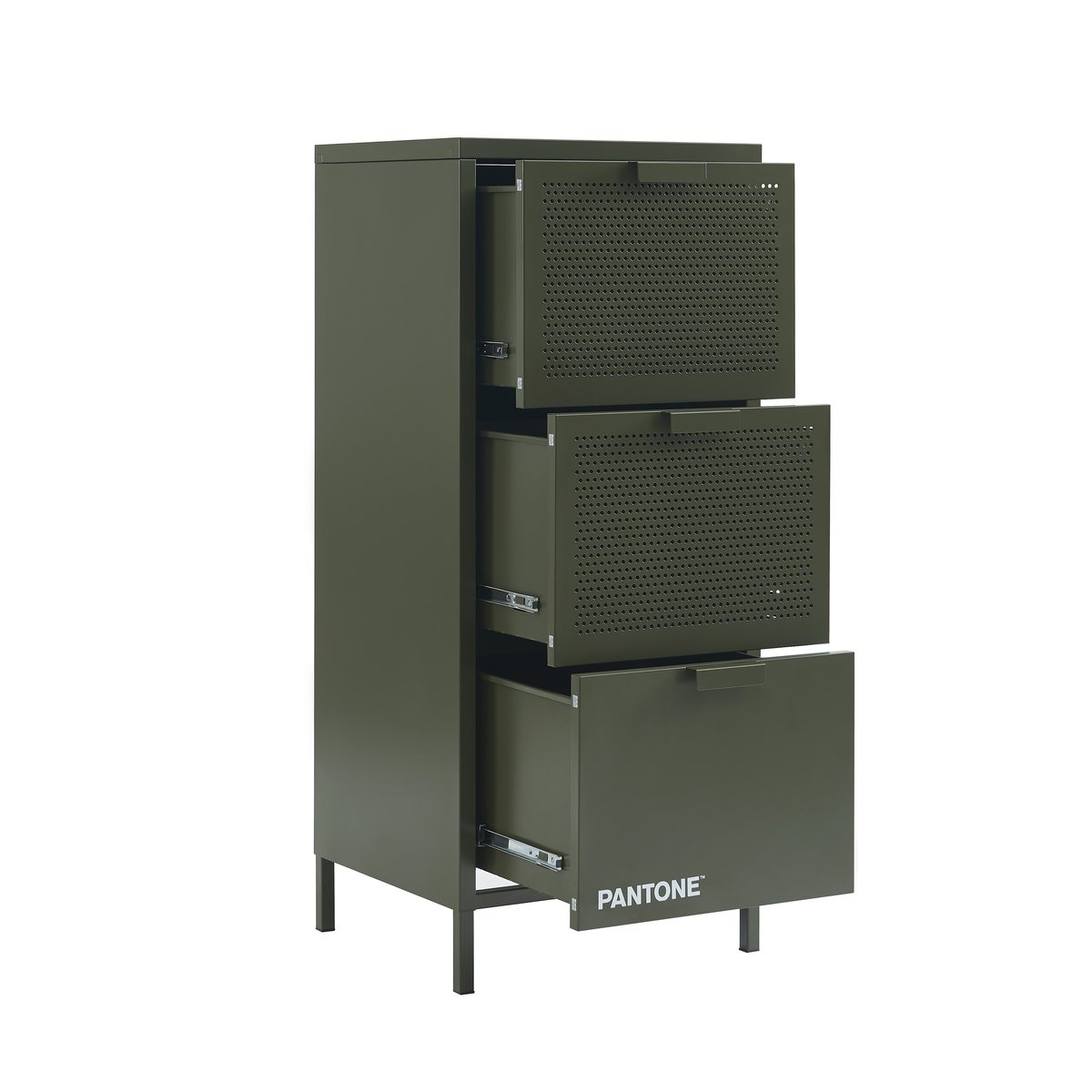 Caisson de bureau en acier vert olive / tcx 19-0516, PANTONE