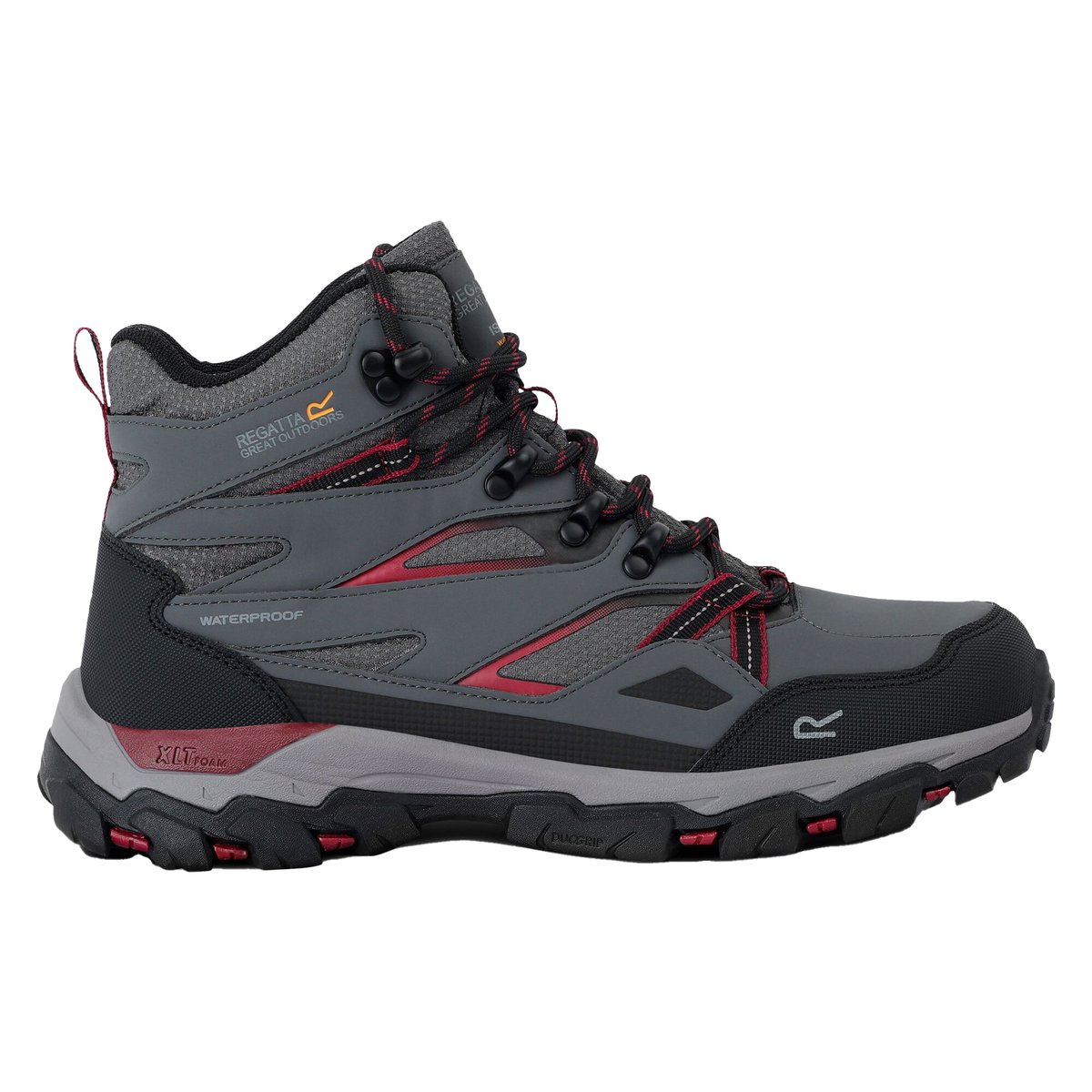 Bottines de marche HOLCOMBE gris foncé / bordeaux, REGATTA