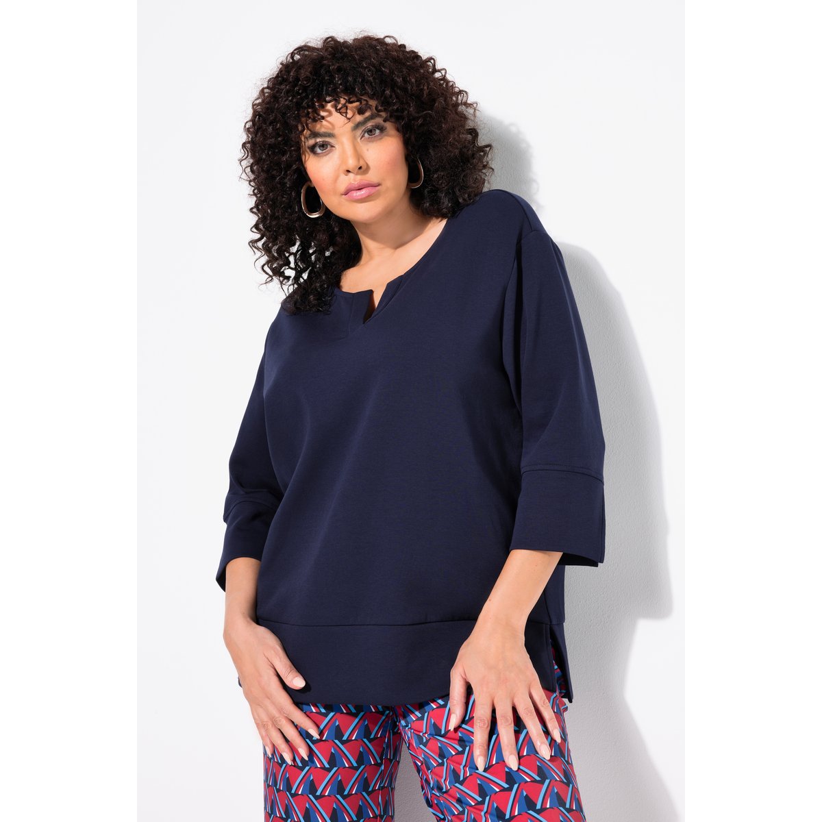 Sweat-shirt point de Rome marine, ULLA POPKEN