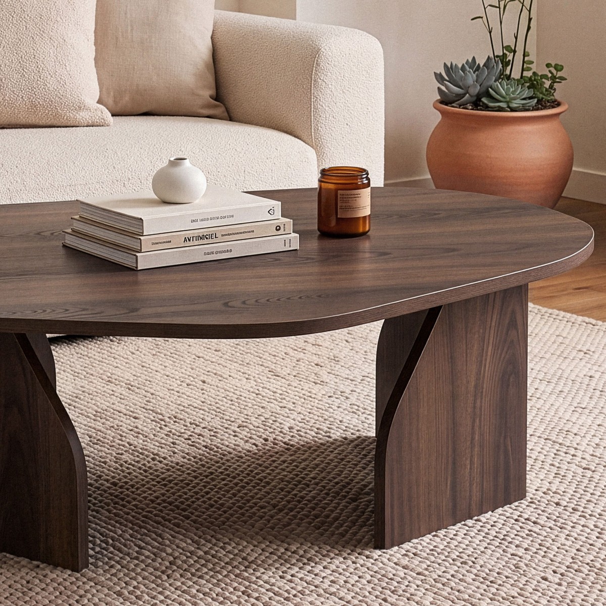 Table basse plateau de forme organique - ROCK noyer, CALICOSY