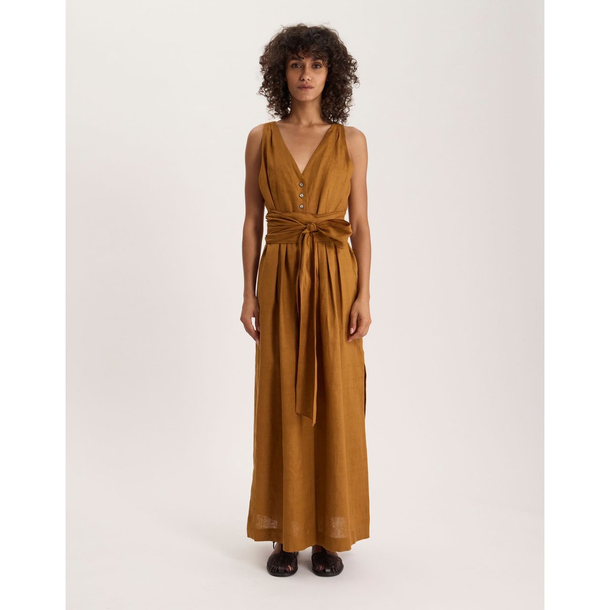Robe Ambre en lin marron, INES DE LA FRESSANGE PARIS