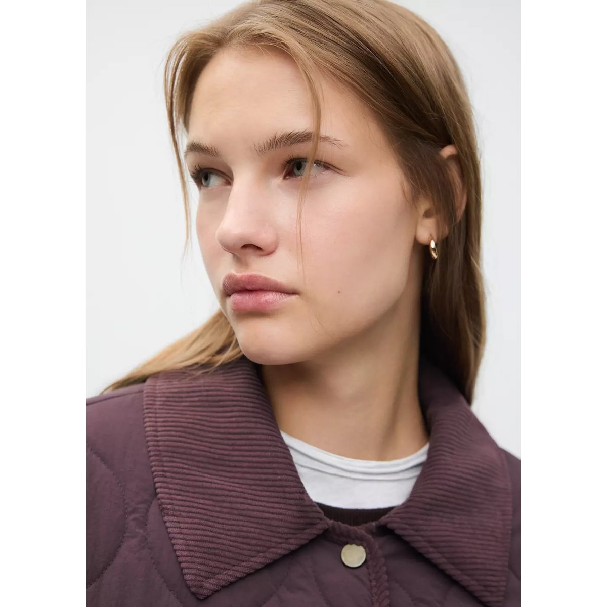 Veste matelassée détails velours côtelé violet clair/pastel, MANGO TEEN