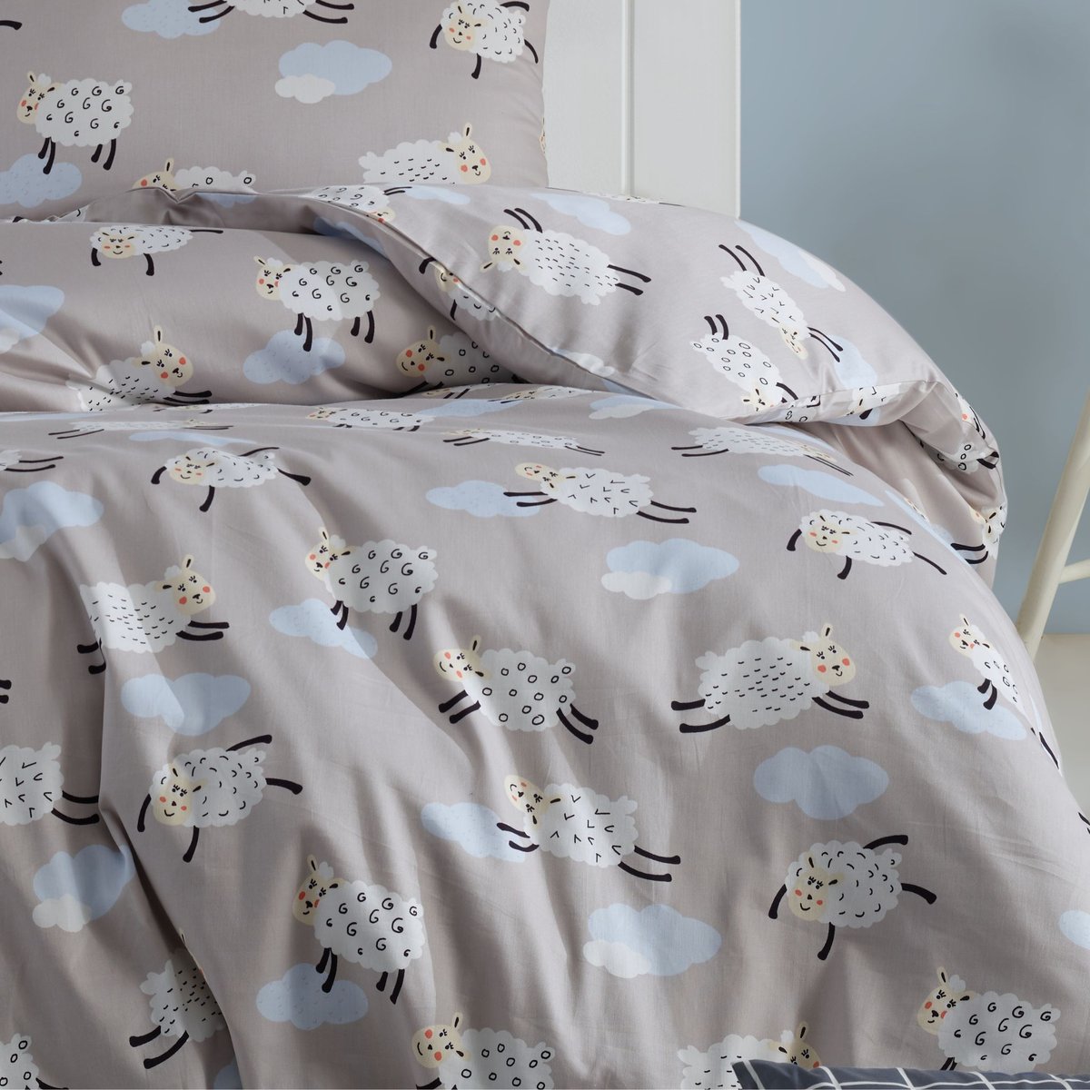 Parure de lit Mouton gris, TERRE DE NUIT