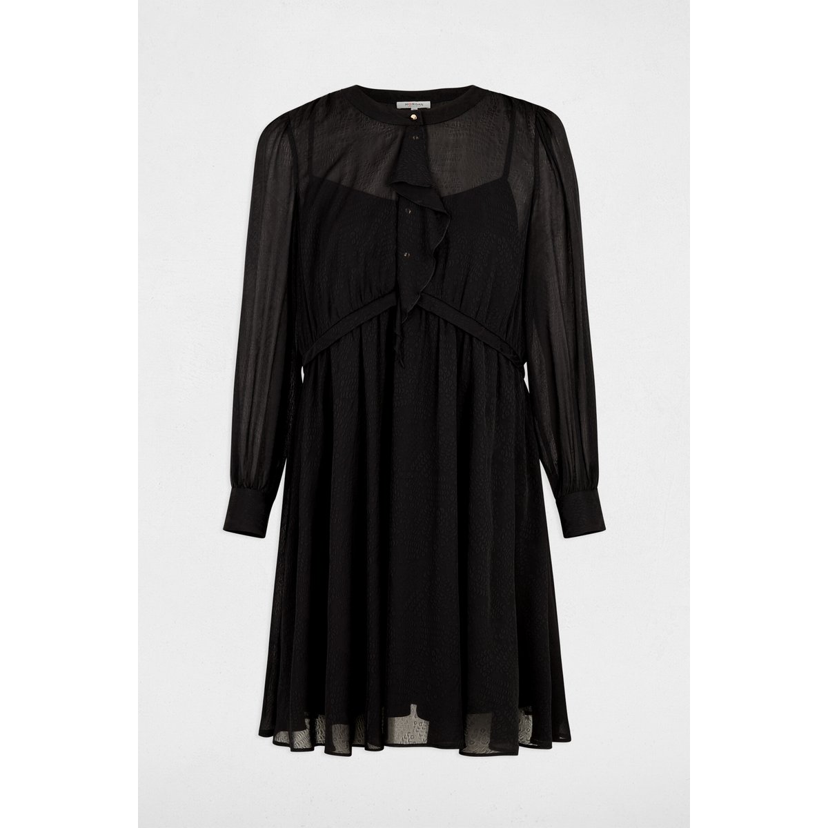 Robe courte jacquard noir, MORGAN