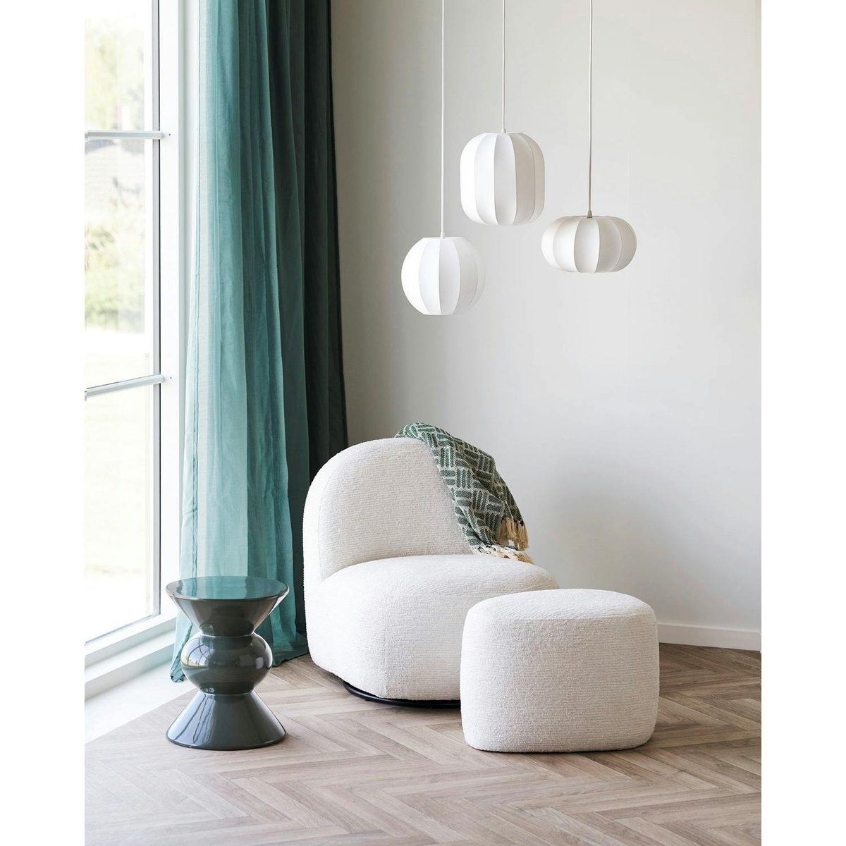 Suspension moderne blanche forme cylindre SKIVE blanc, PIER IMPORT