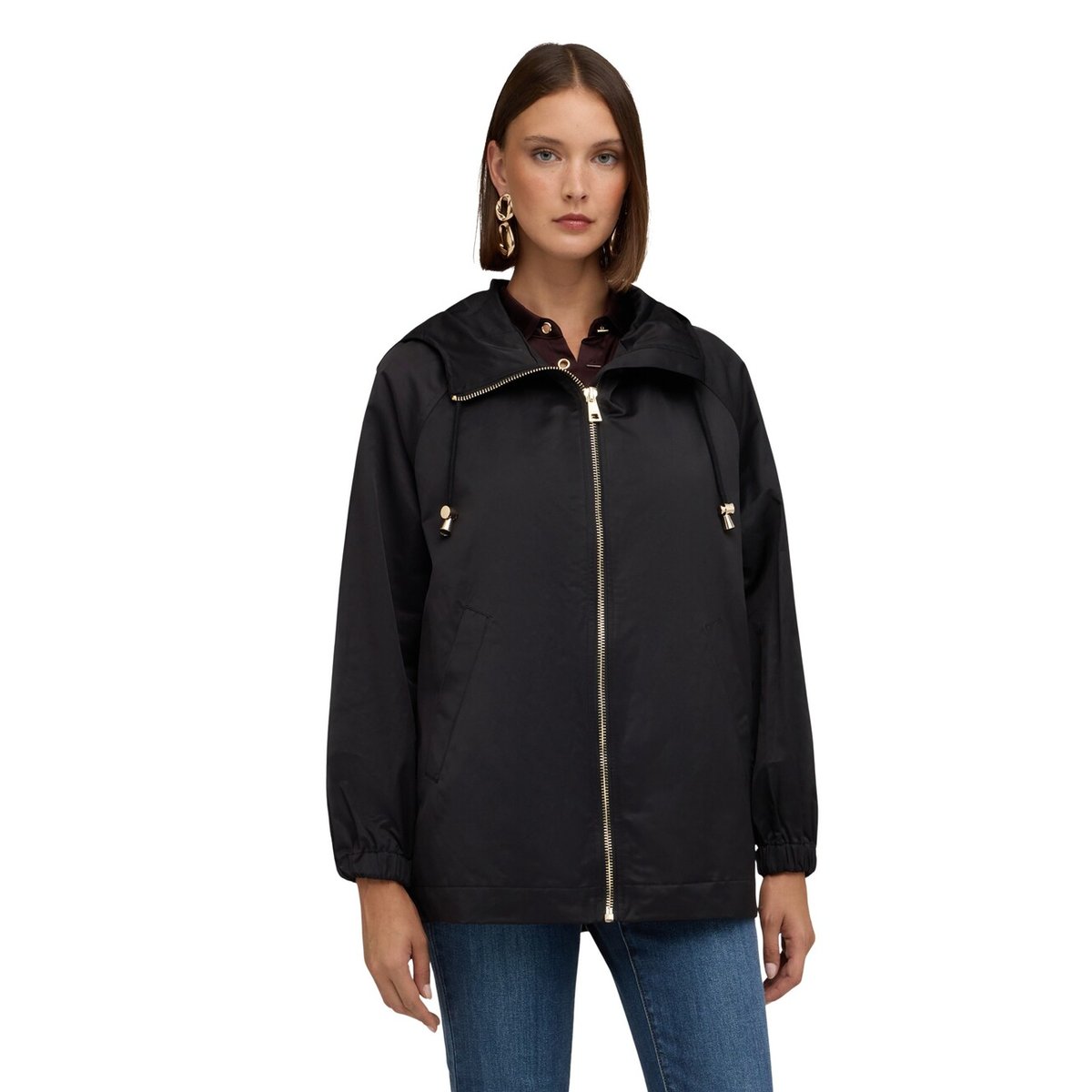Parka à capuche noir, MOTIVI