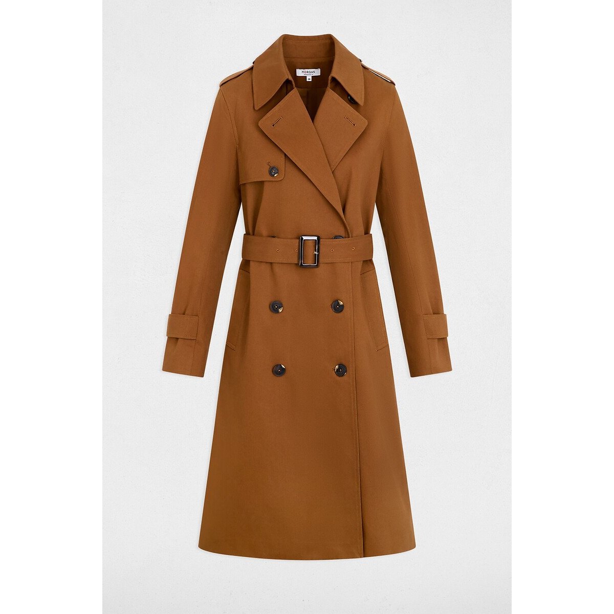 Trench long ceinturé marron, MORGAN