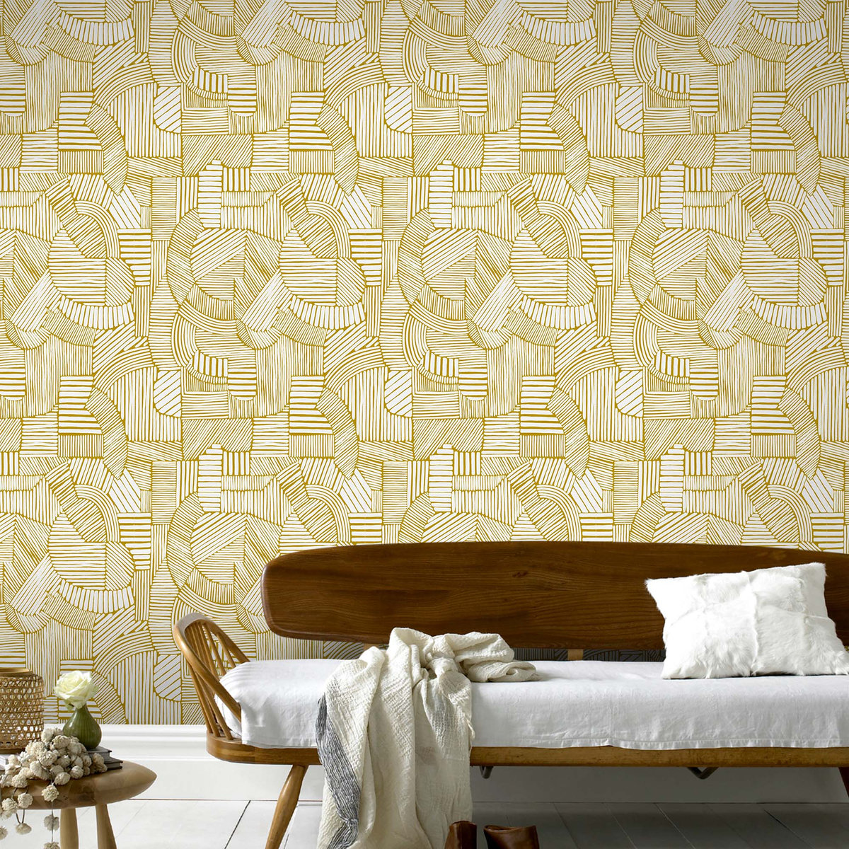 Papier peint Ninon ensoleillé ocre, WOW