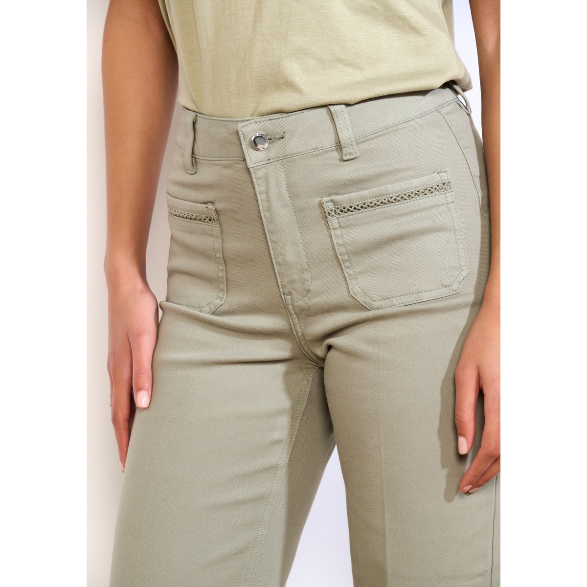 Pantalon 7/8 large avec poches khaki, LOLALIZA