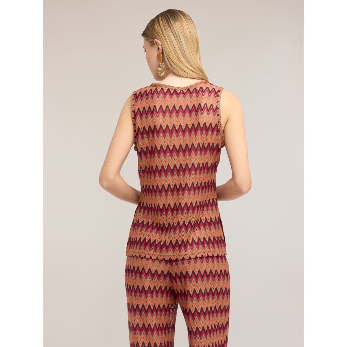 Top à imprimé chevron orange soleil, MOTIVI