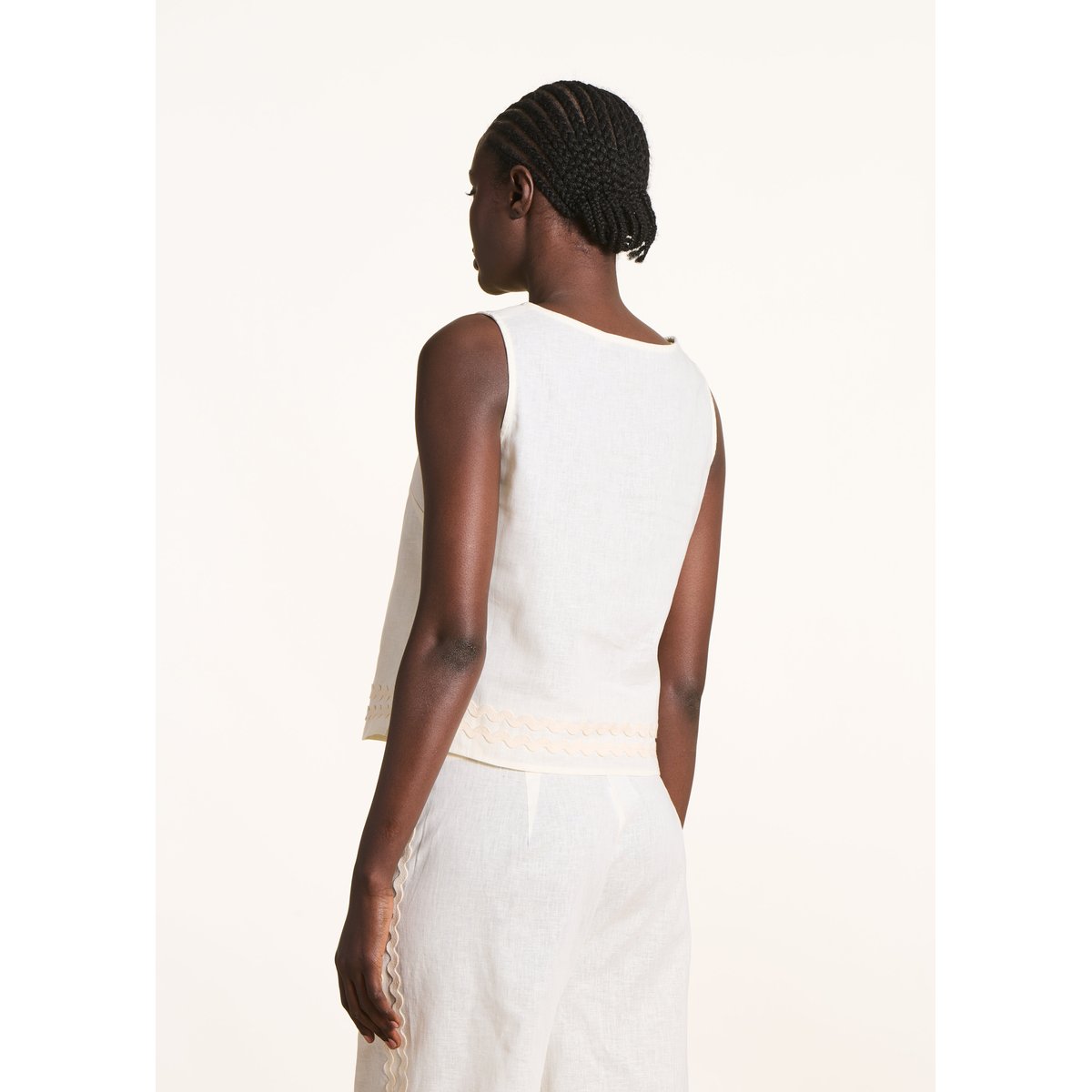 Top sans manches en lin et coton ecru, LA FEE MARABOUTEE