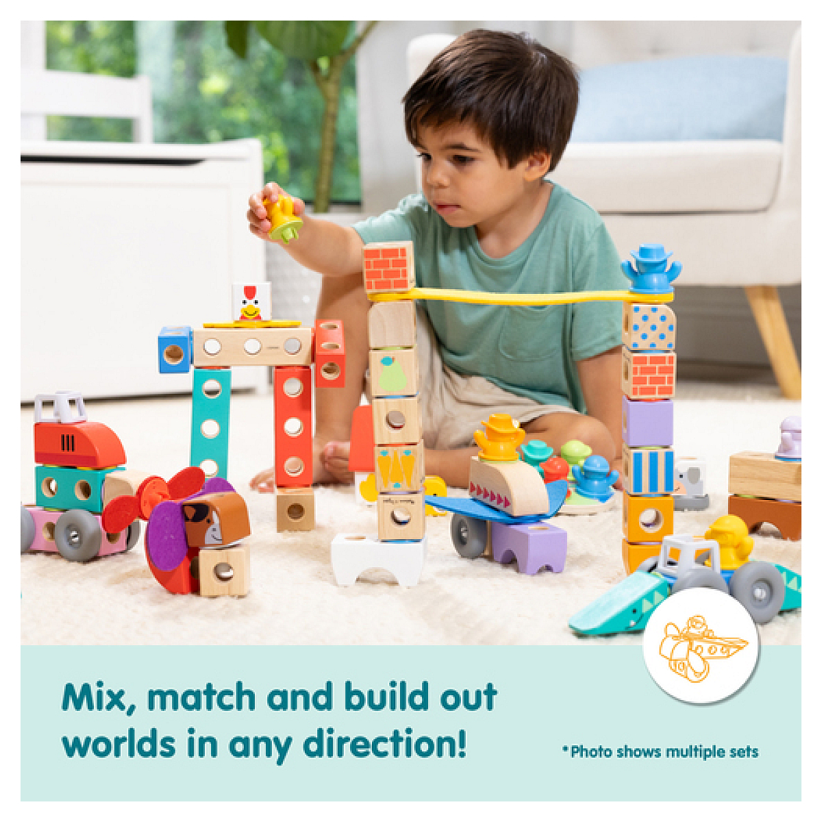 Melissa and Doug Les amis de la ferme - 16 pieces - BLOCKABLES couleur unique, SPINMASTER