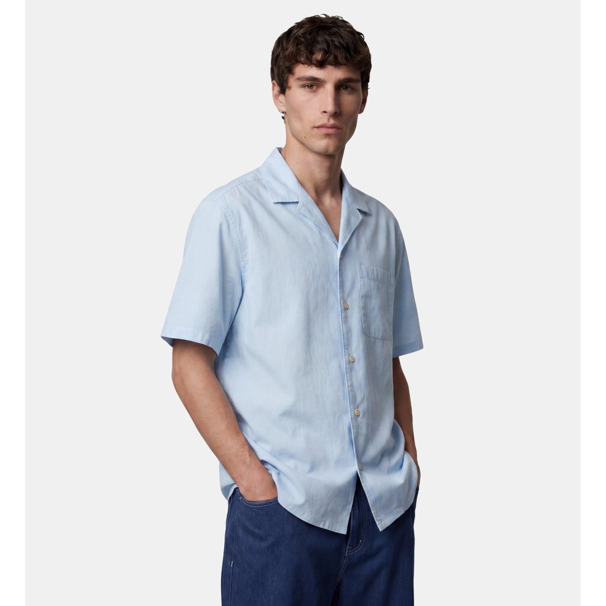 Chemisette droite tirtnew coton bleu ciel, GALERIES LAFAYETTE