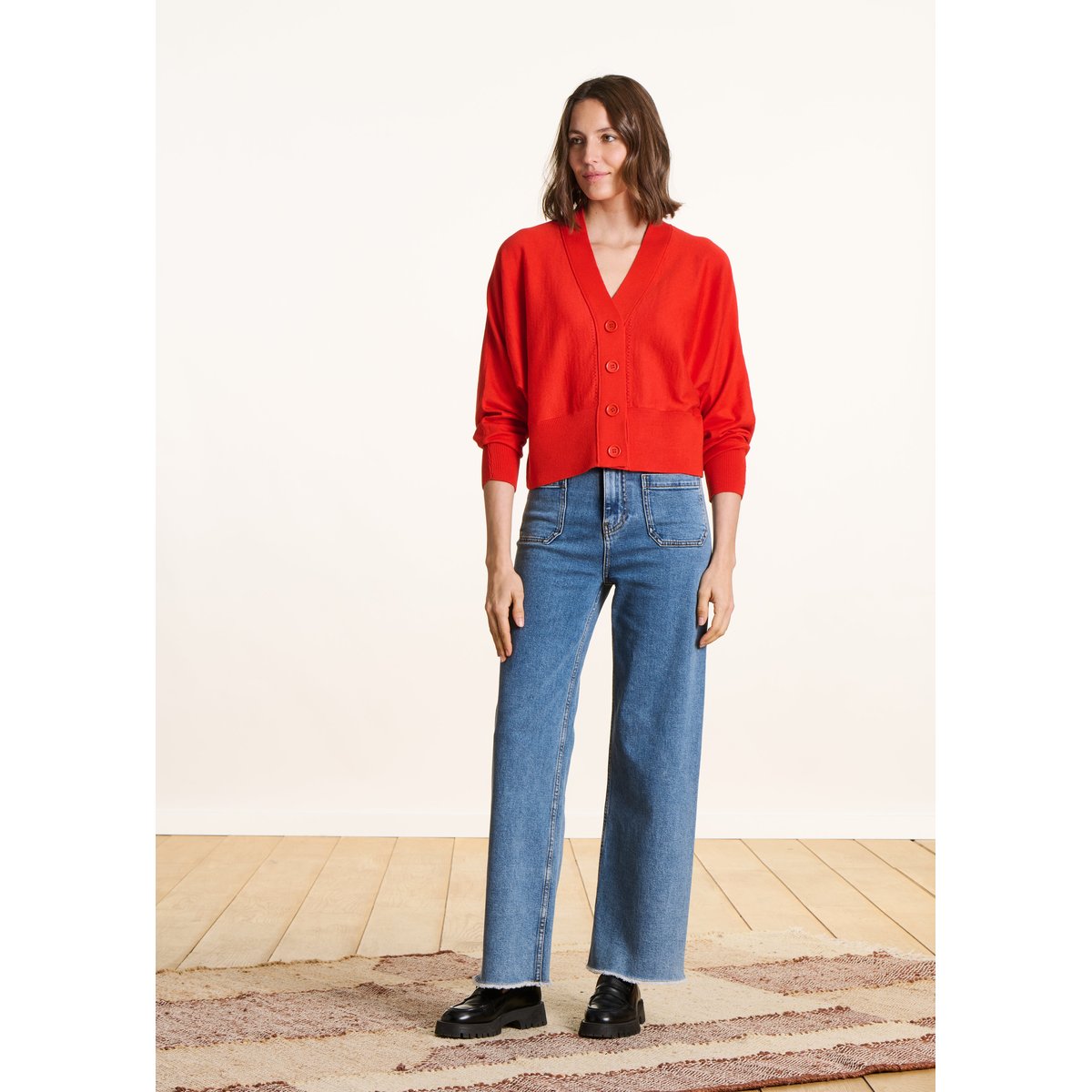 Gilet ample en maille fine jaspe, LA FEE MARABOUTEE