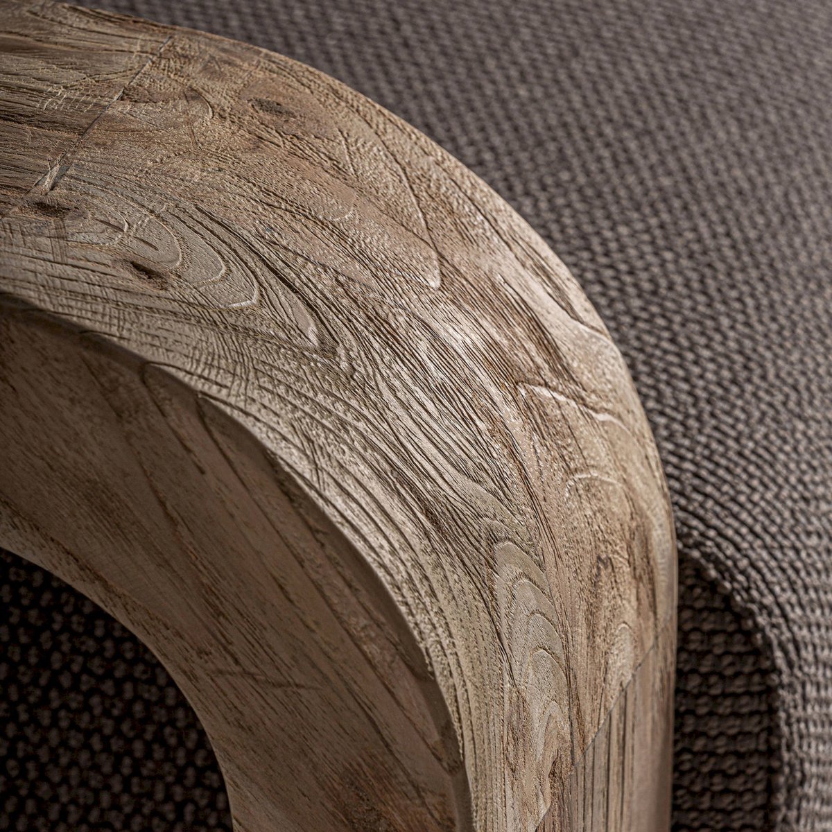 Fauteuil colonial en teck collection corba brun et bois naturel, RECOLLECTION