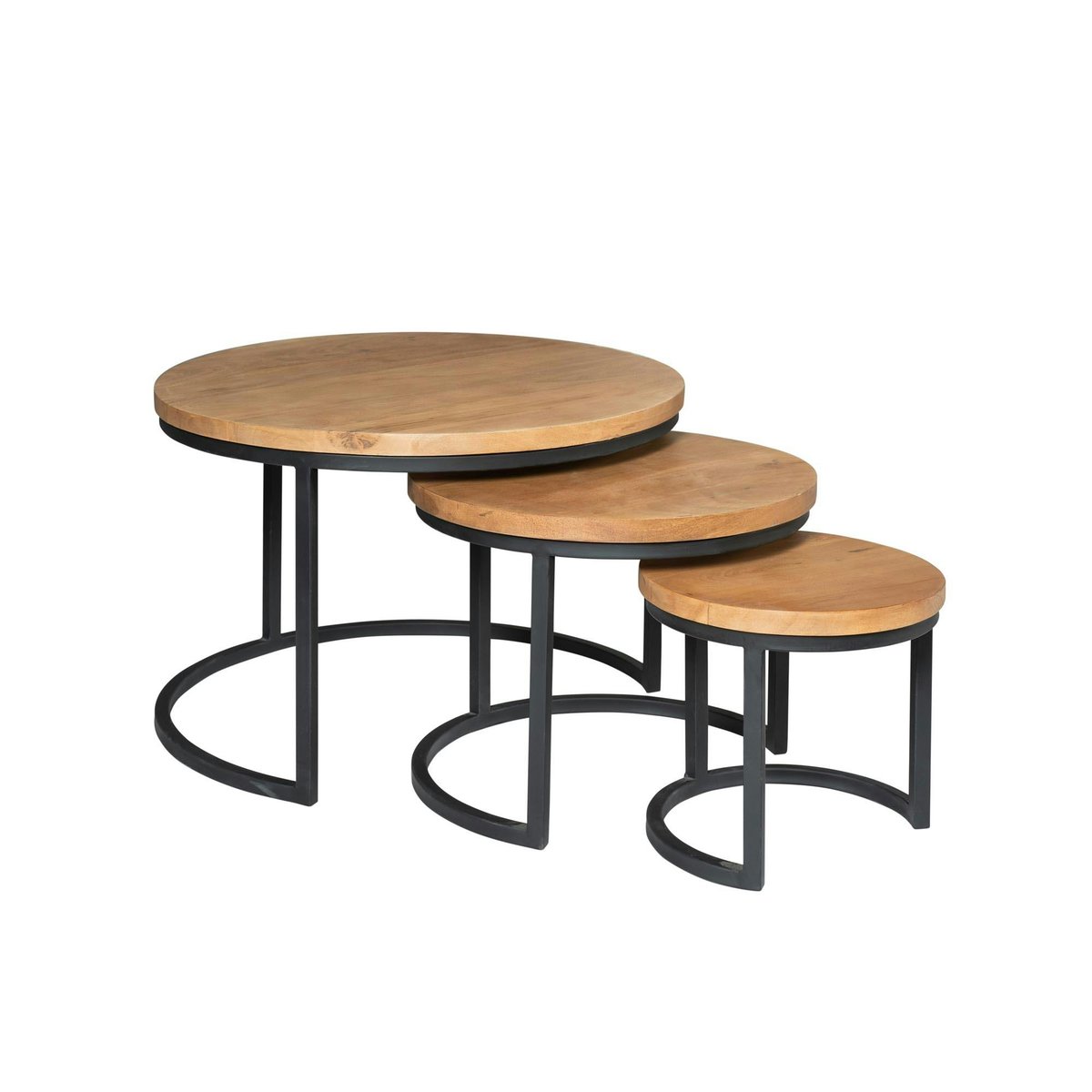 Table basse gigogne ronde en bois clair (lot de 3) RIVANO bois naturel, PIER IMPORT