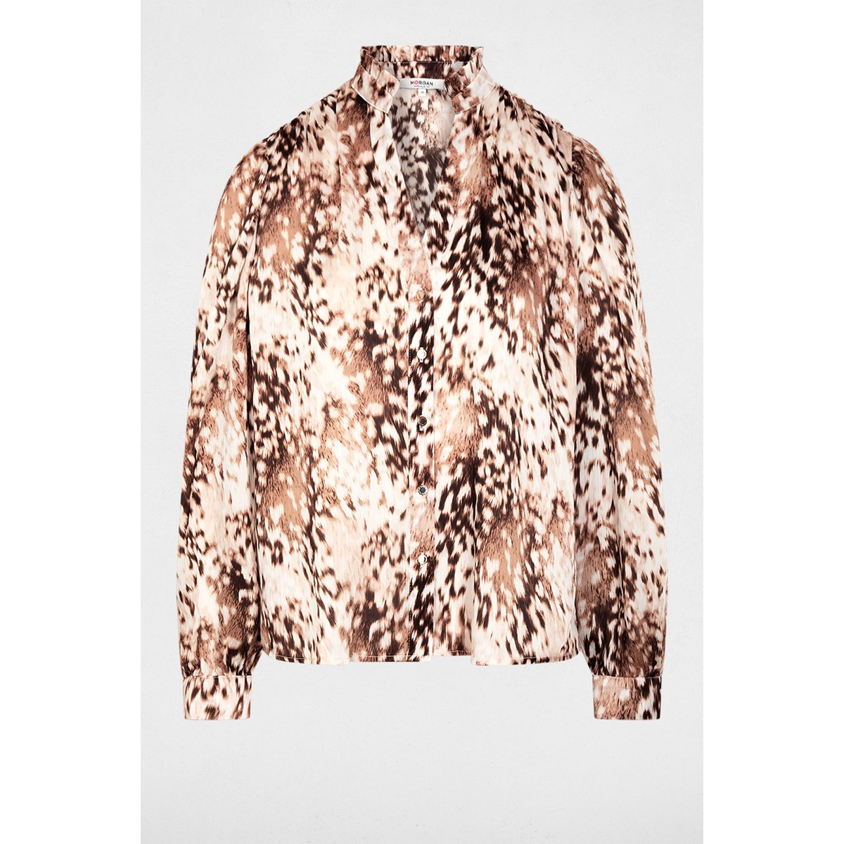 Chemise imprimée col v multicolore, MORGAN
