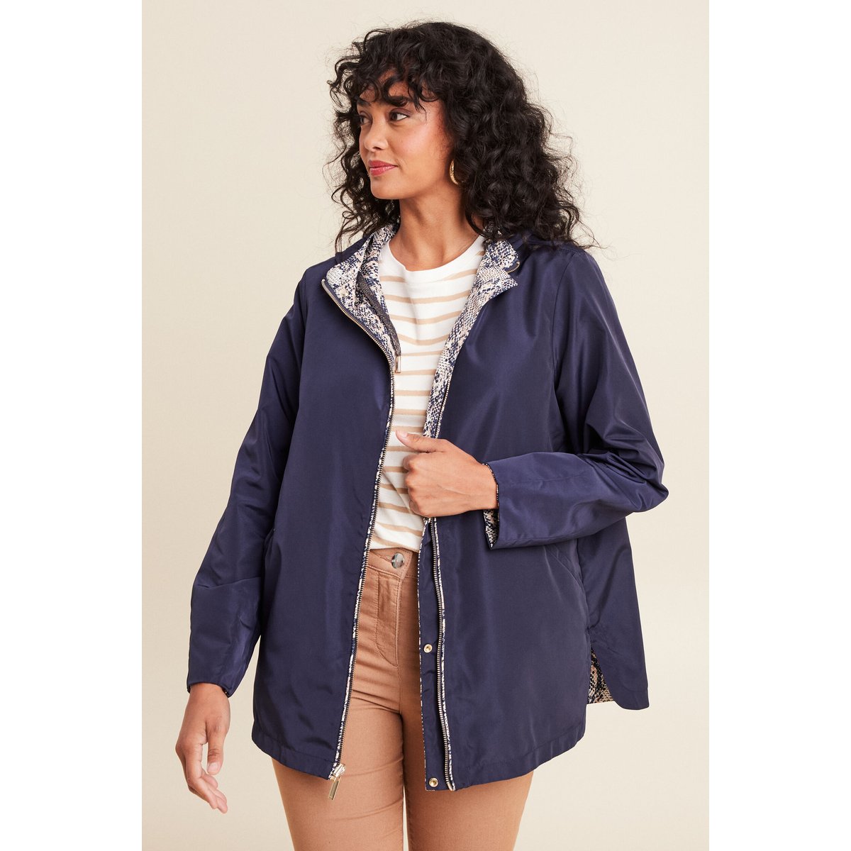parka cintrée réversible à capuche beige, BREAL