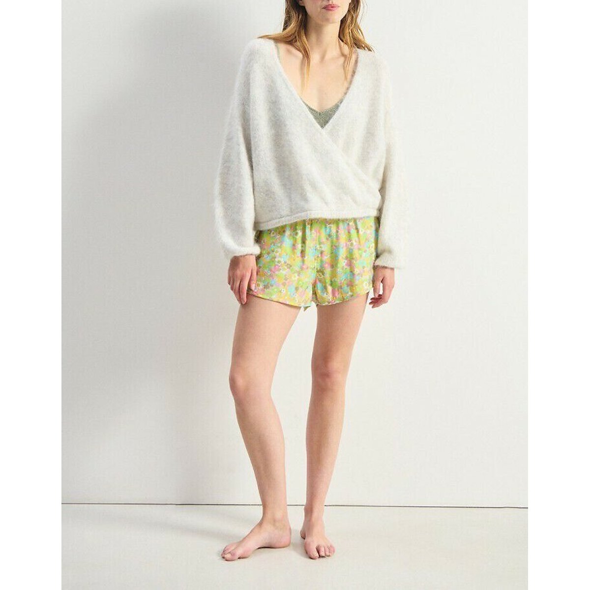 Pullover a collo incrociato a maniche lunghe, NUNY grigio polare, AMERICAN VINTAGE