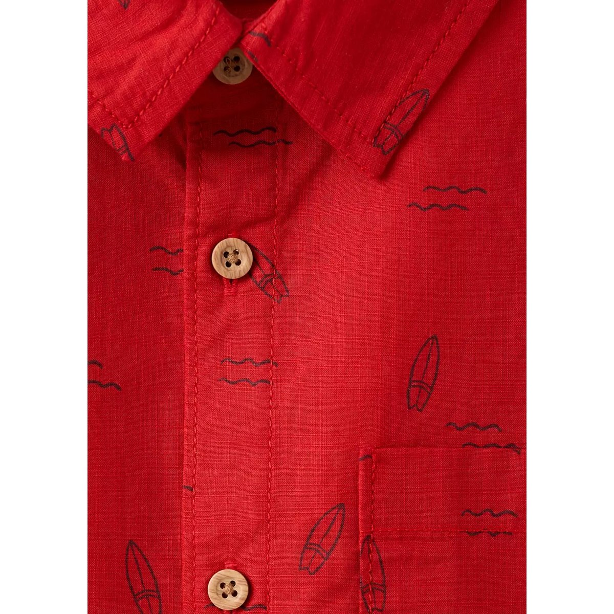 Chemise imprimée manches courtes rouge, MANGO KIDS