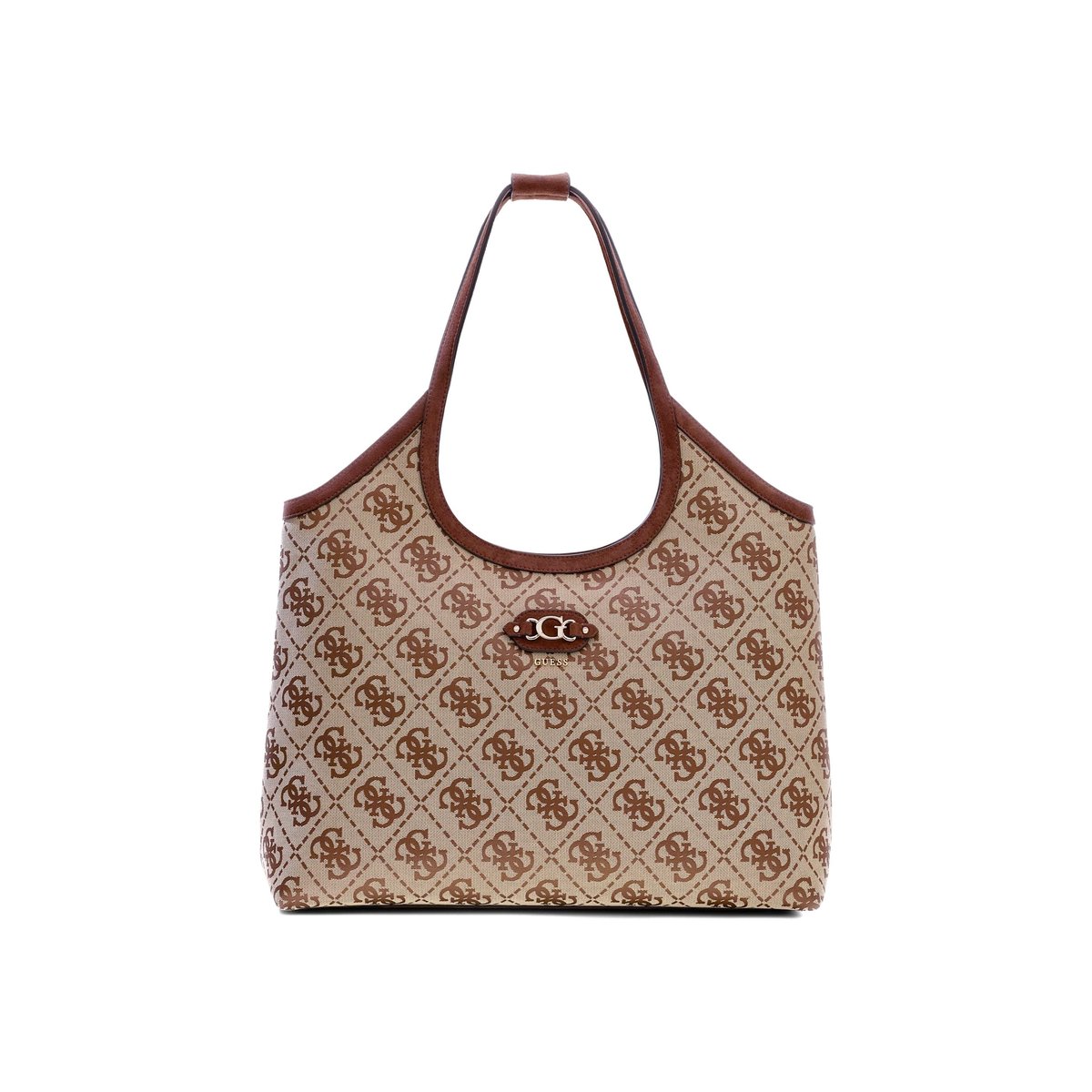 Sac Shopper Logo Samantha marron multi, GUESS