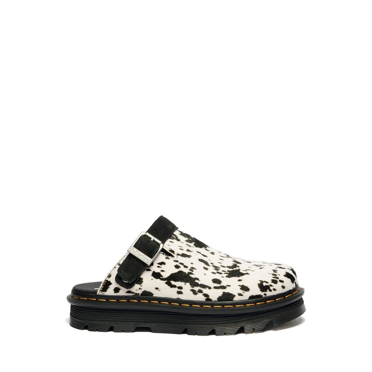 Mules fermées en cuir ZebZag noir/blanc, DR. MARTENS