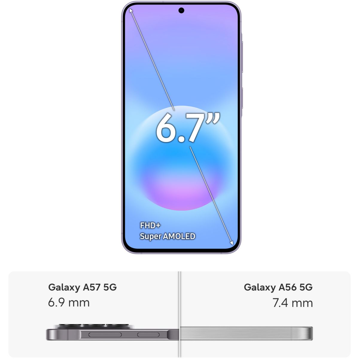 Smartphone Galaxy A57 5G 128Go Lavande couleur unique, SAMSUNG