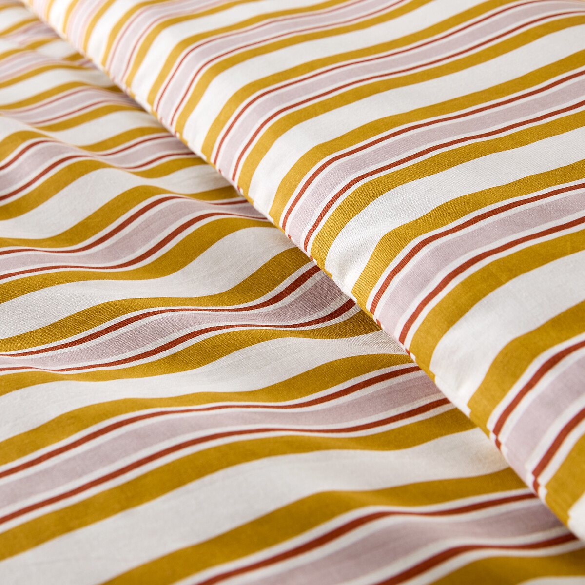Conjunto de cama con un 30% de algodón reciclado, funda de almohada cuadrada, DAIRIS jaune/mauve, LA REDOUTE INTERIEURS