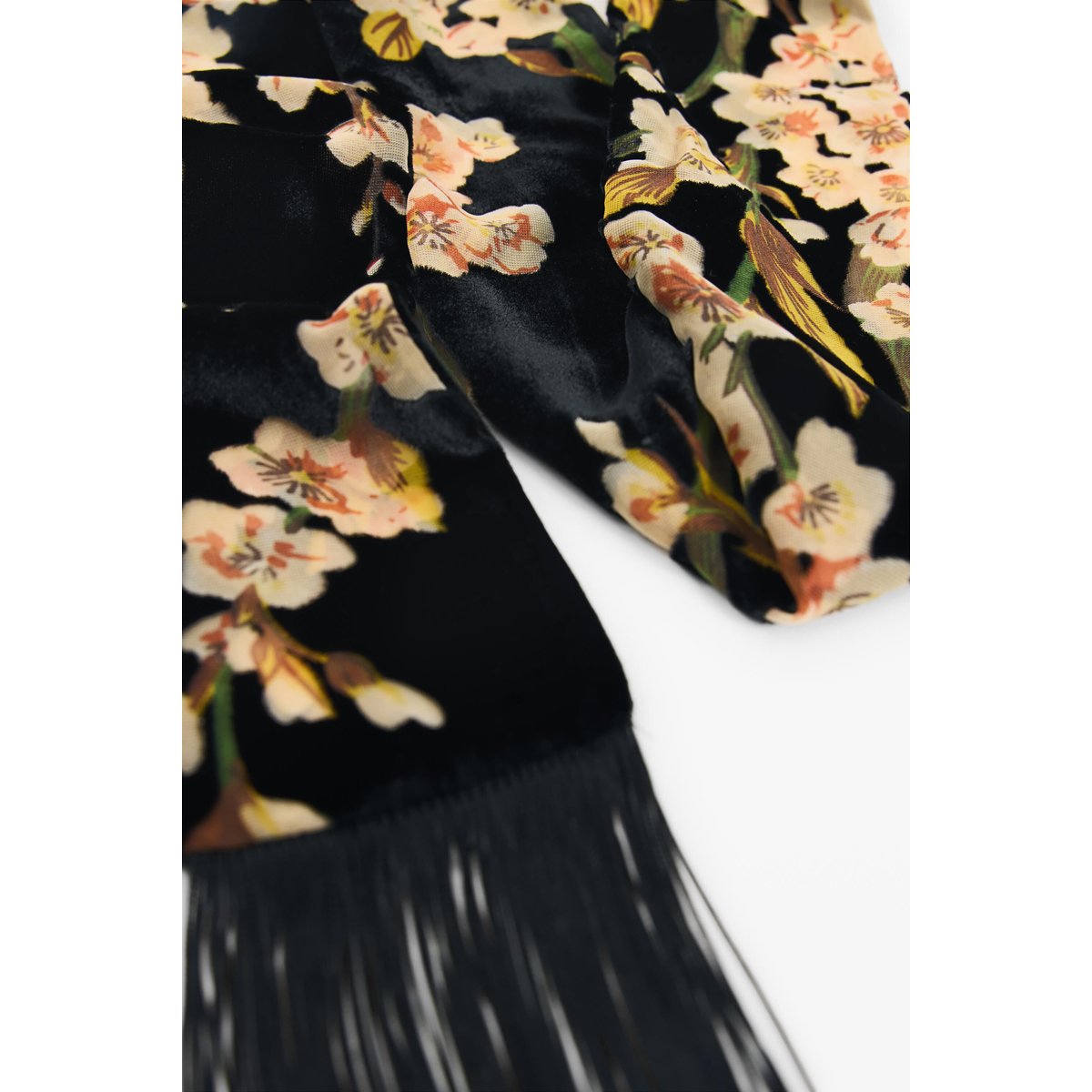 Foulard à franges à motif floral noir, DESIGUAL