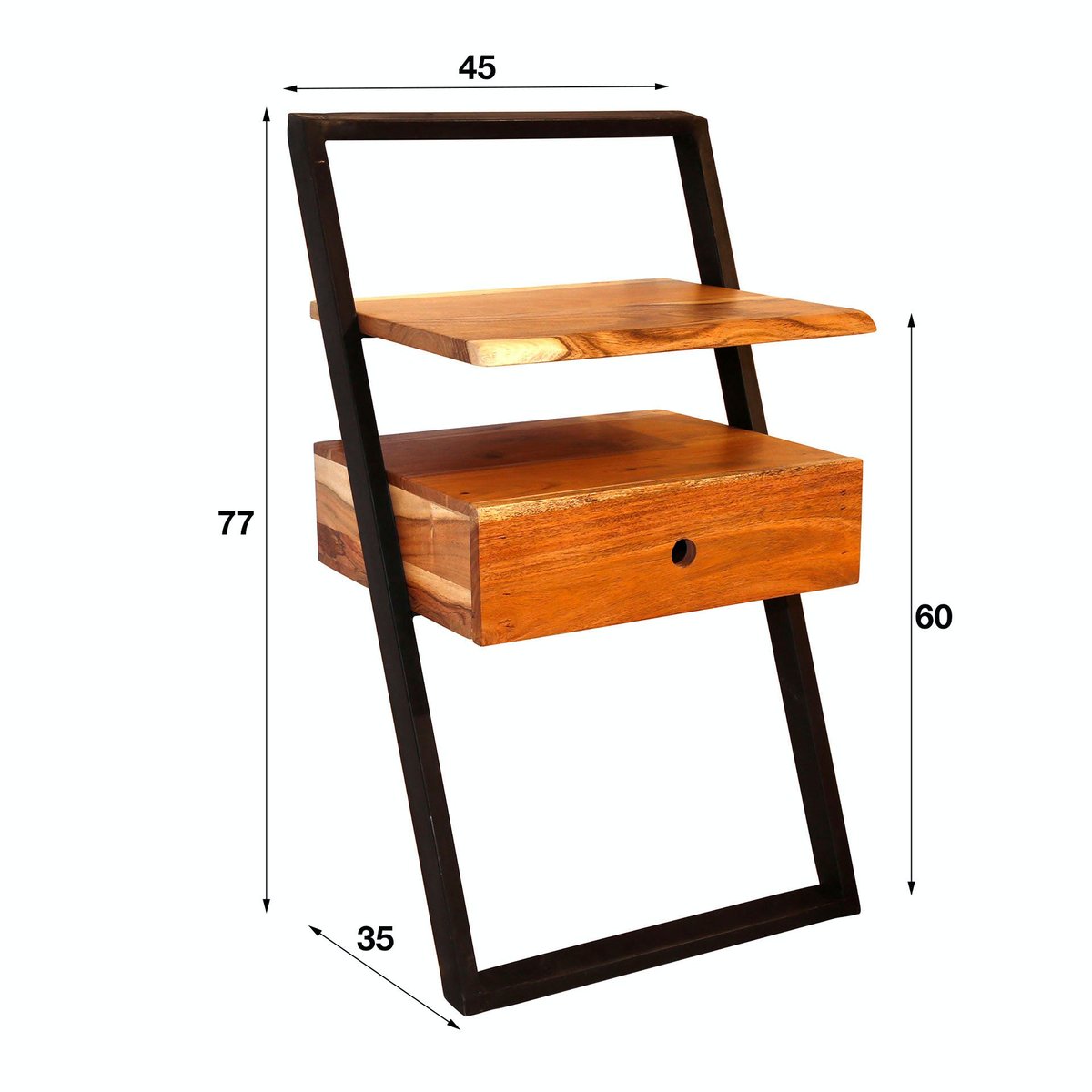 Table de chevet murale en bois et métal MELBOURNE bois naturel, PIER IMPORT