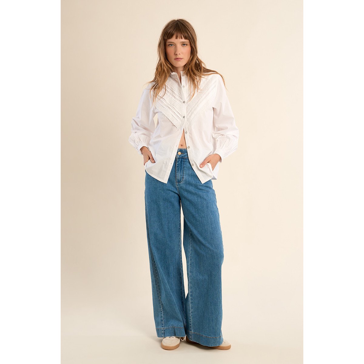 Jean large light blue denim, MOLLY BRACKEN