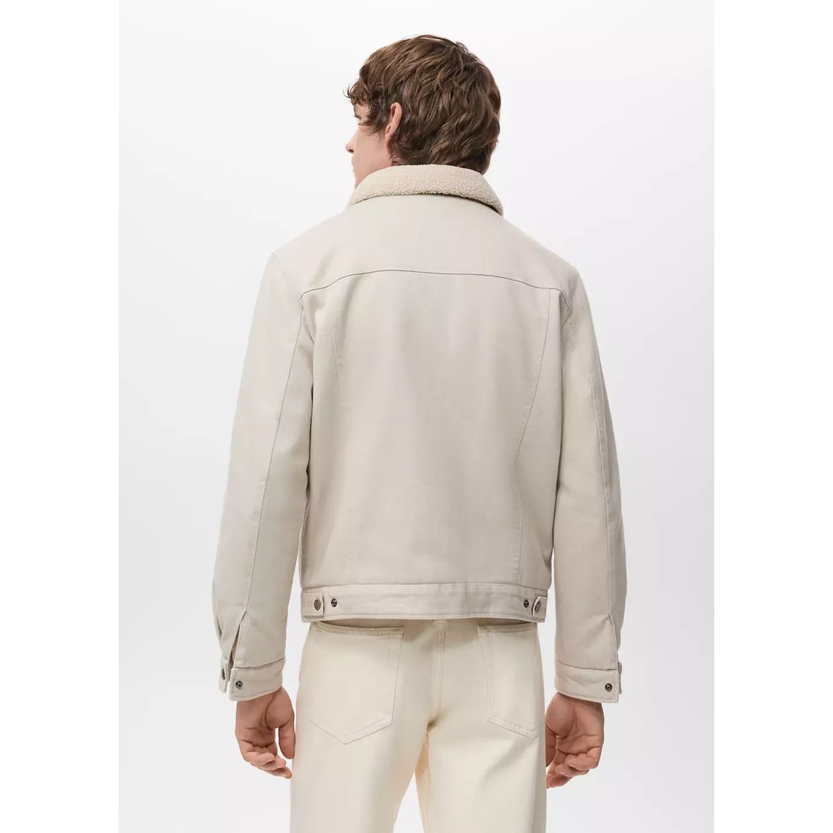 Blouson en jean doublure imitation mouton retourné sable, MANGO MAN