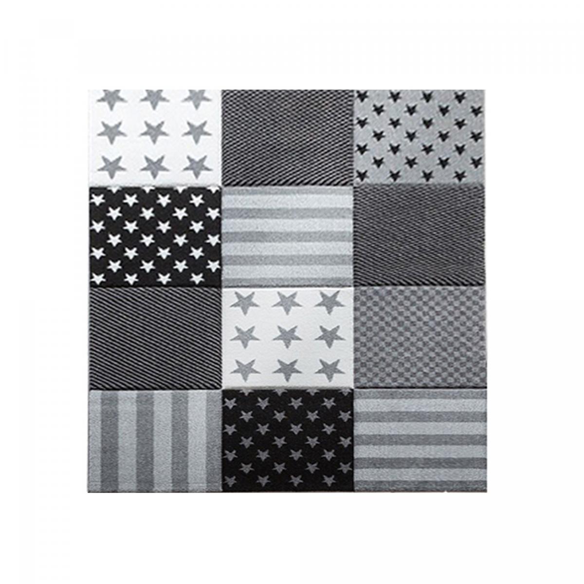 Tapis enfant tissé motif géométrique LYN8 FLAG START gris, UN AMOUR DE TAPIS