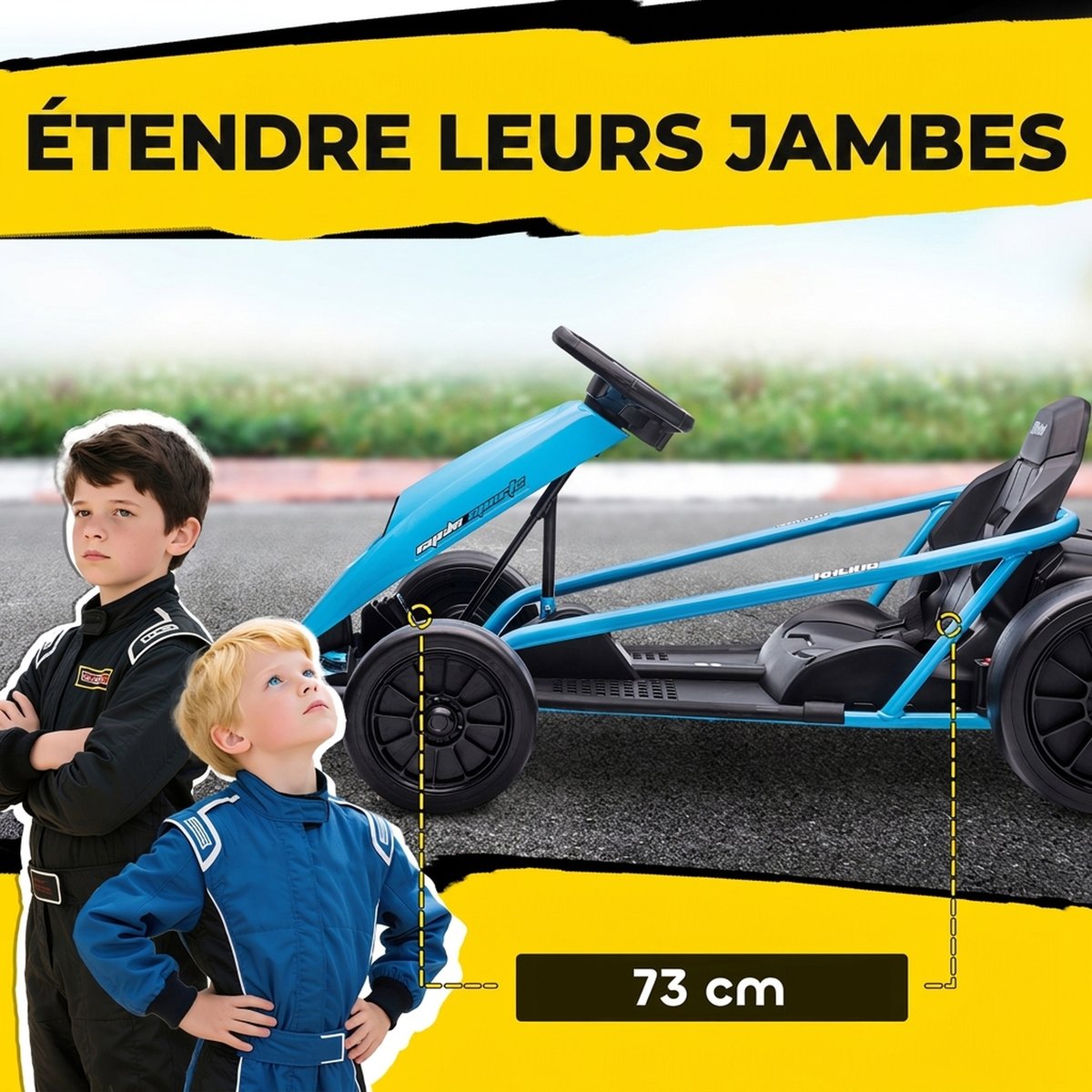 Kart électrique à conducteur assis Plastique bleu + noir, HOMCOM