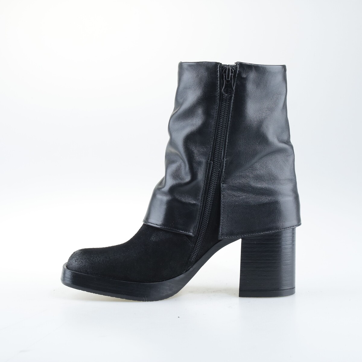 Dual fabric leather gaiter boots black, MJUS