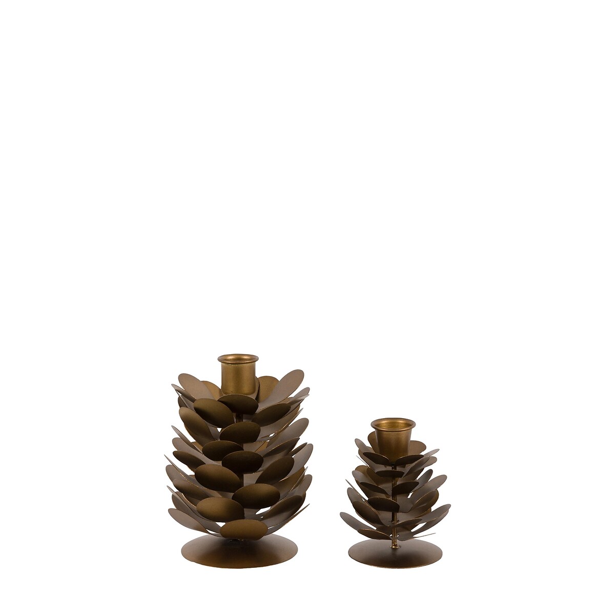 Set of 2 Woodland Pinecone Candleholders in Gold gold-coloured, ÉDITÉ