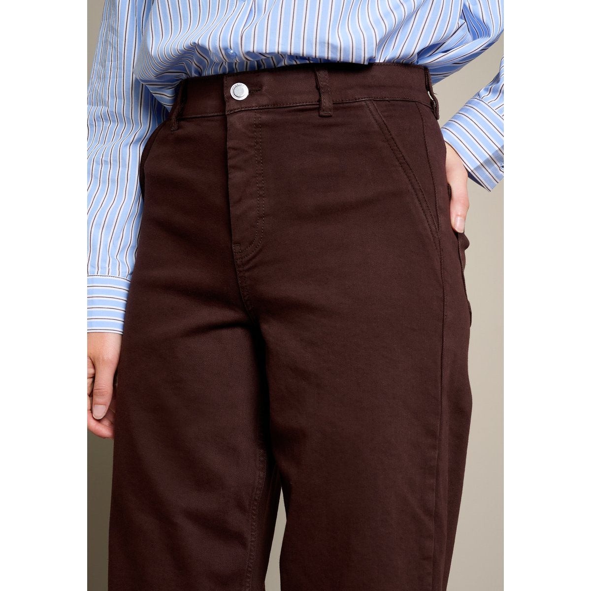 Pantalon multi-taille taille haute brown coffee, LOLALIZA