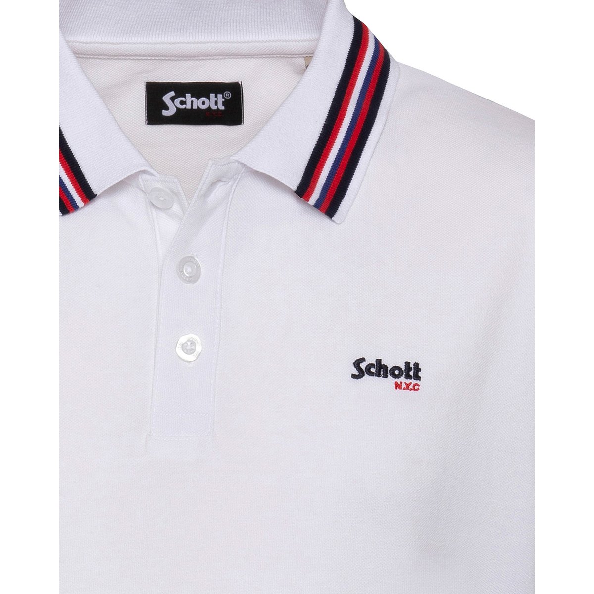 Polo shirt with tricolour trim blanc, SCHOTT