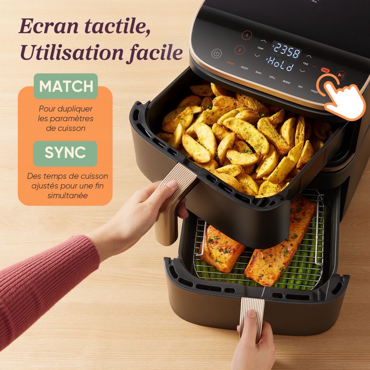 Friteuse sans huile KOSP0040EUN Turbo Tower Pro Smart, 10,8 L, panier céramique couleur unique, COSORI