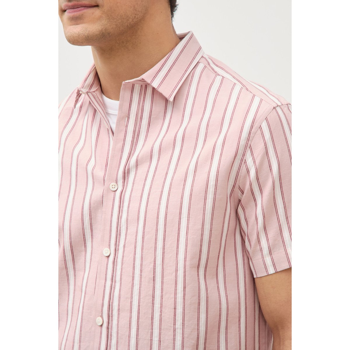 Chemise manches courtes rose pastel, BONOBO