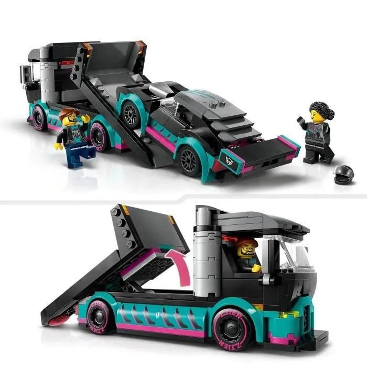 LEGO City - Voiture de course et camion de transport - Set 60406 pour enfants multicolore, LEGO