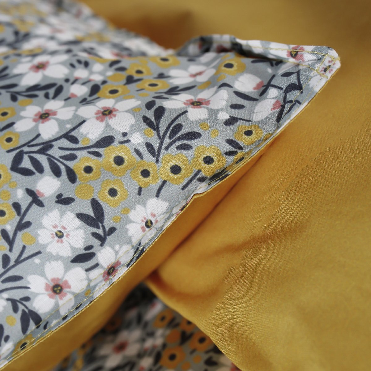 Parure de lit 2 personnes imprimé floral coton SUNSHINE MARLEY bleu, TODAY