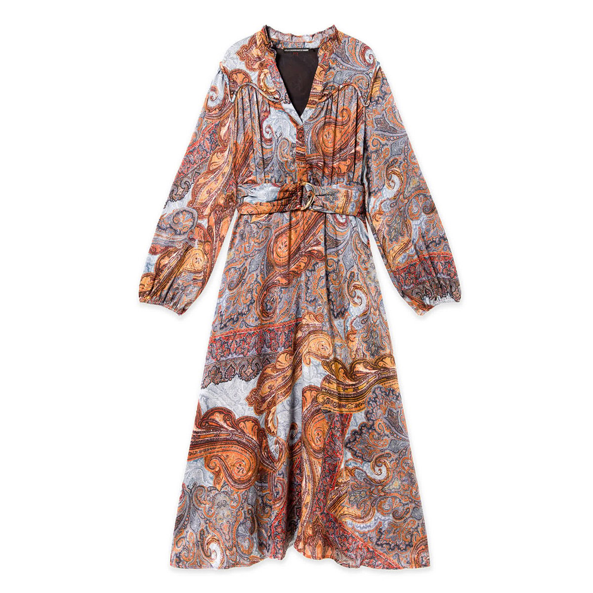 Robe midi bohème imprimé paisley bleu, LOLA CASADEMUNT