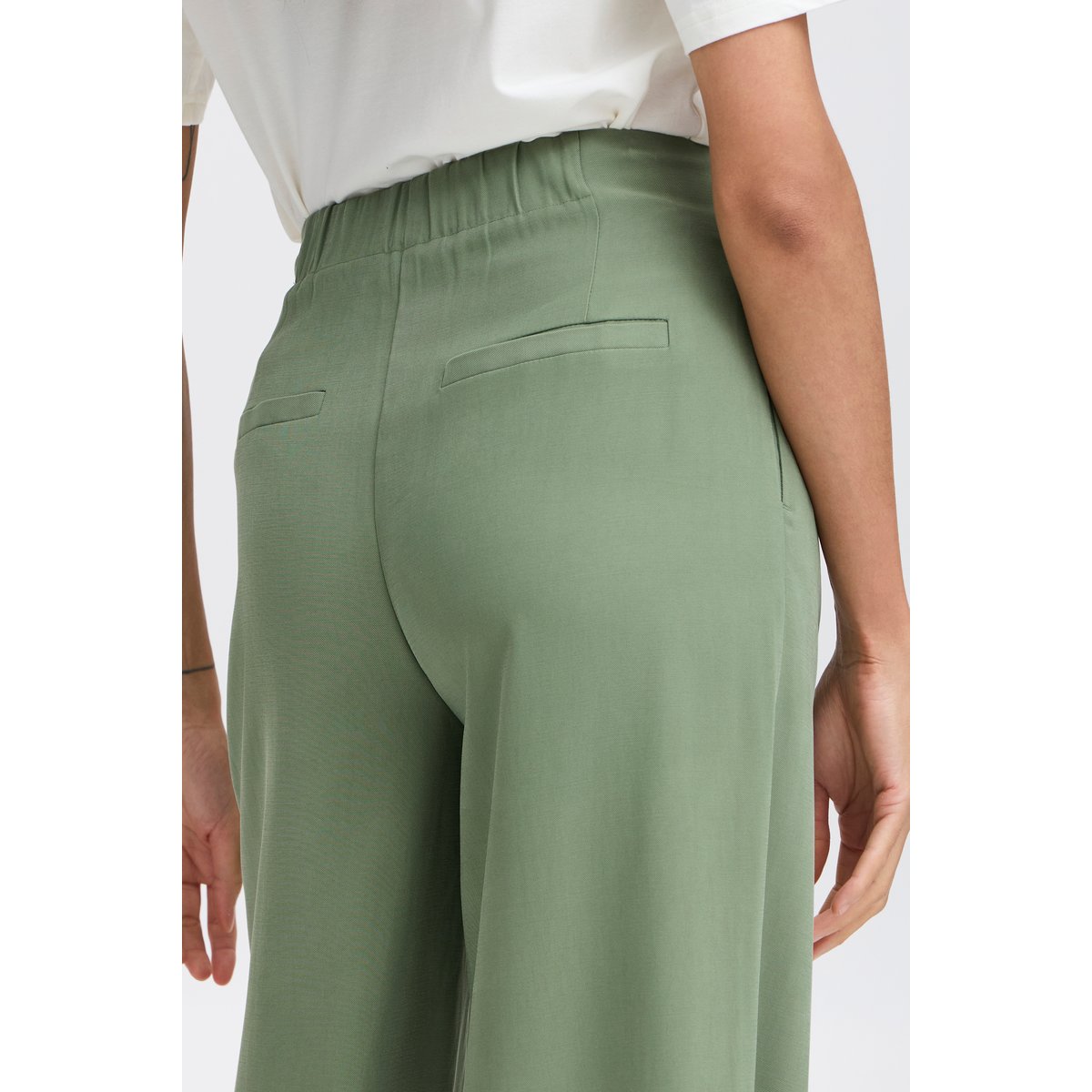 Pantalon classique, plis devant, jambes larges vert seaspray, B.YOUNG