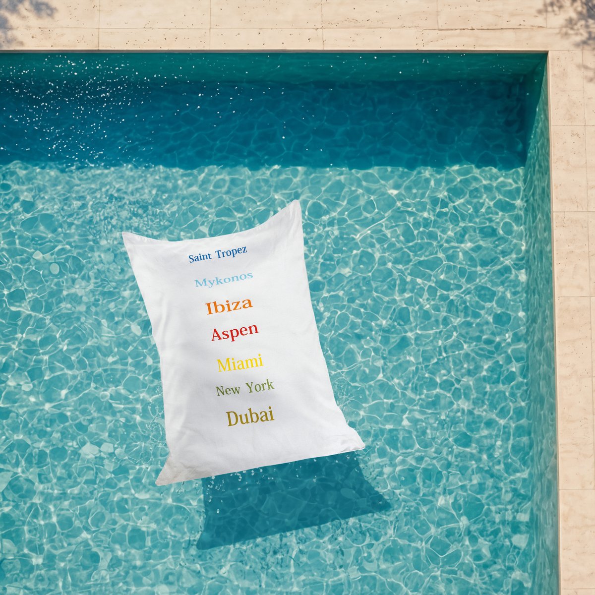 Pouf XL extérieur flottant brodé blanc, MX HOME