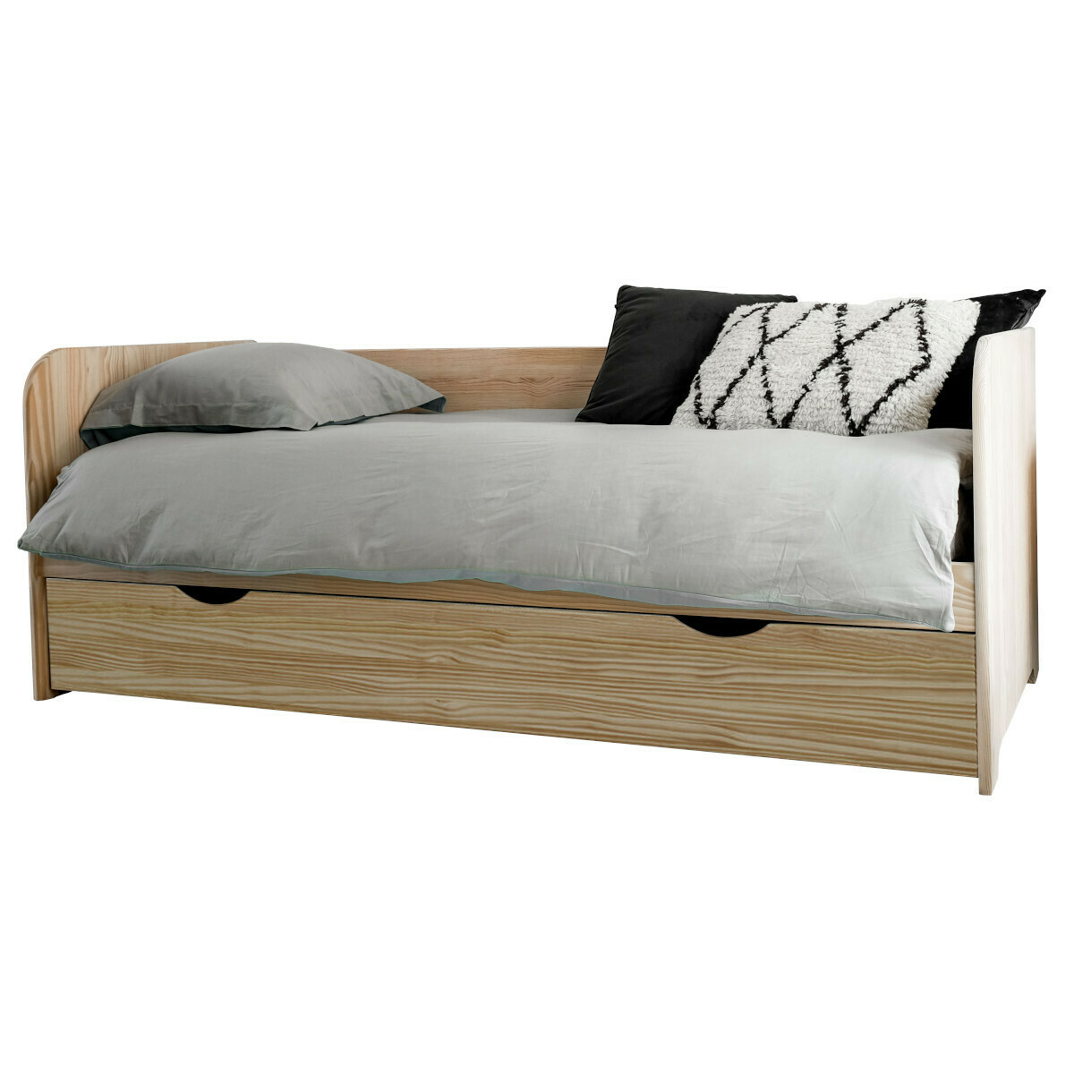 Pack lit gigogne avec 2 matelas Bois massif  JAVA bois naturel, AKITEN RETAIL