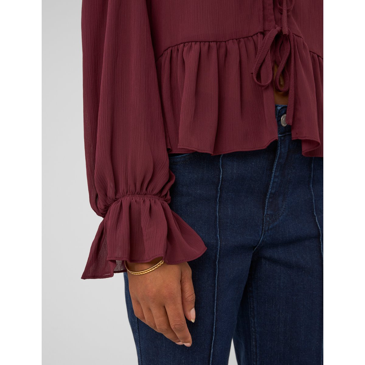 Blouse à volants bordeaux, BZB