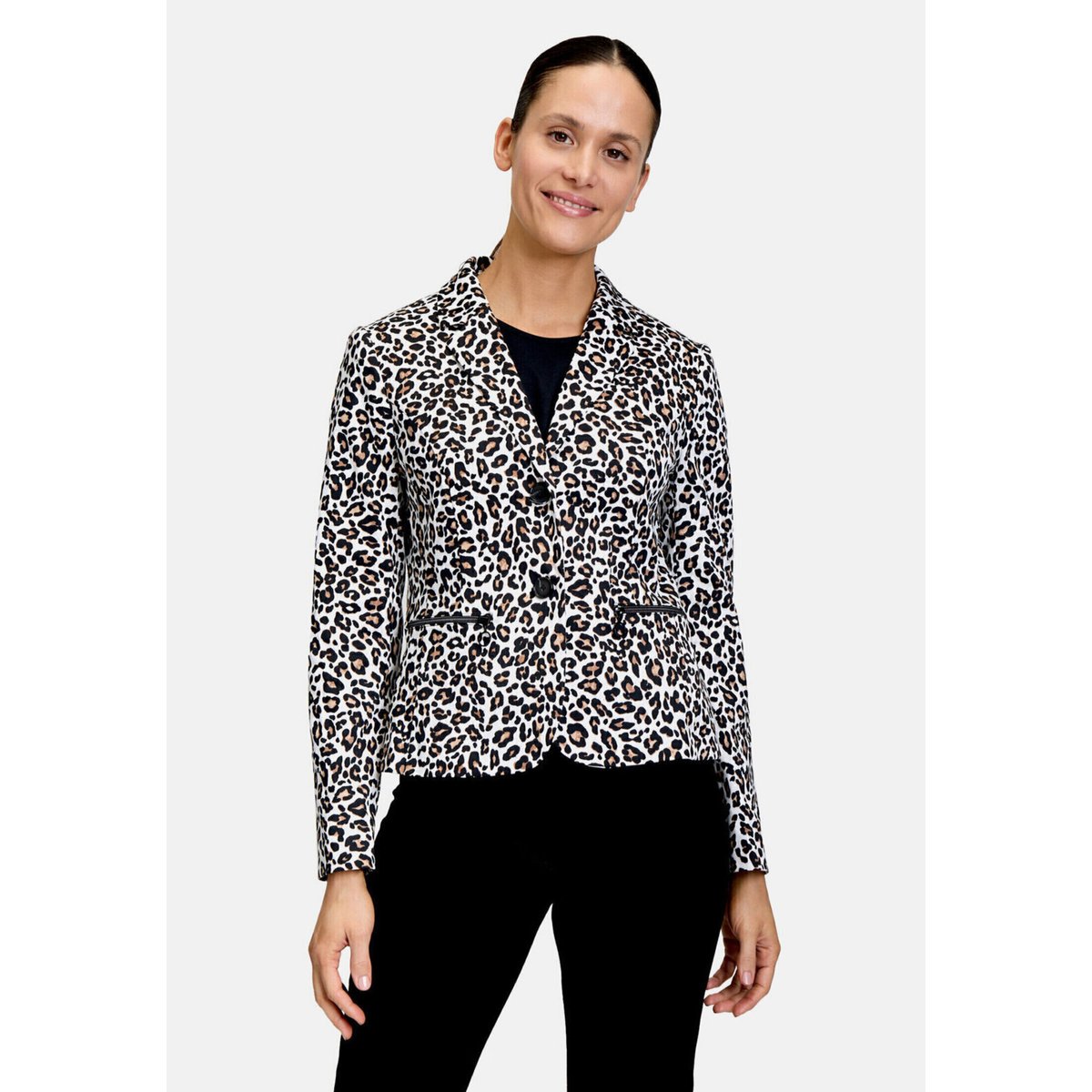 Blazer court à imprimé animalier blanc/noir, BETTY BARCLAY